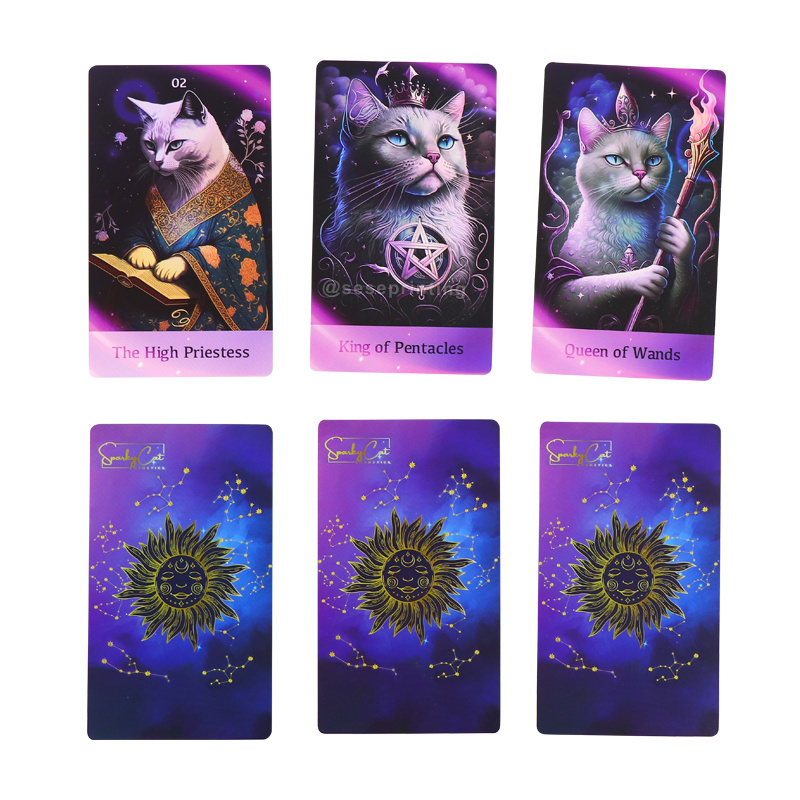 78 Cards Deck Customized Card Game Printing Sparky Cat Tarot Cards with Guidebook