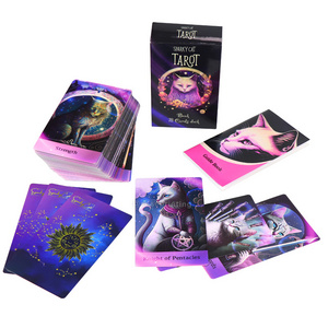 78 Cards Deck Customized Card Game Printing Sparky Cat Tarot Cards with Guidebook