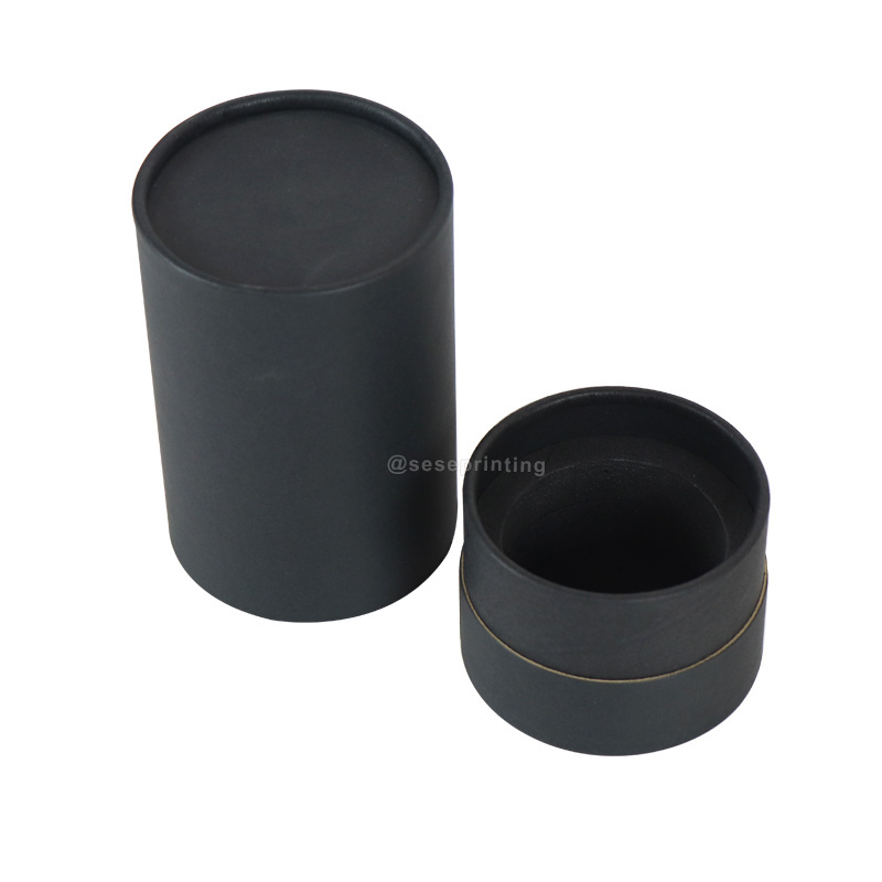 Luxury Custom Black Round Cylindrical Box Printing Paper Candle Box Cardboard Tube Packaging