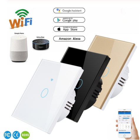 Sesoo Smart Home Wifi Electric Alexa google home work Touch Wall Lighting 1 Gang 1Way switch