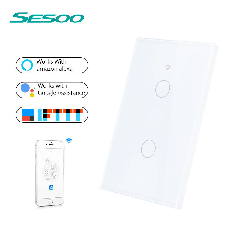 SESOO Smart home  alexa compatible  Google home smart electric Tuya  App 1/2/3/4  Gang Touch switch