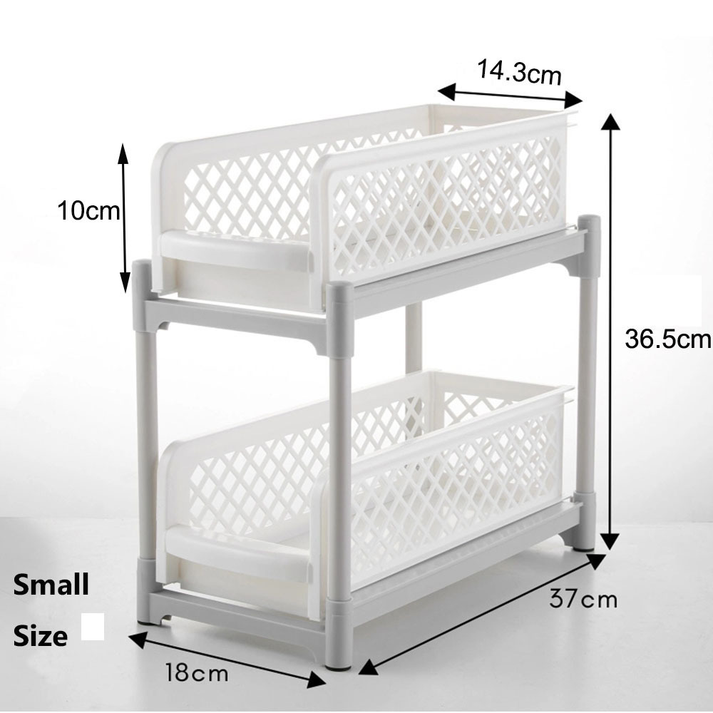 Double-Tier Large Plastic Storage Rack Grey White Multifunction Stackable Organizer for Kitchen Bathroom Shelf OEM ODM Design