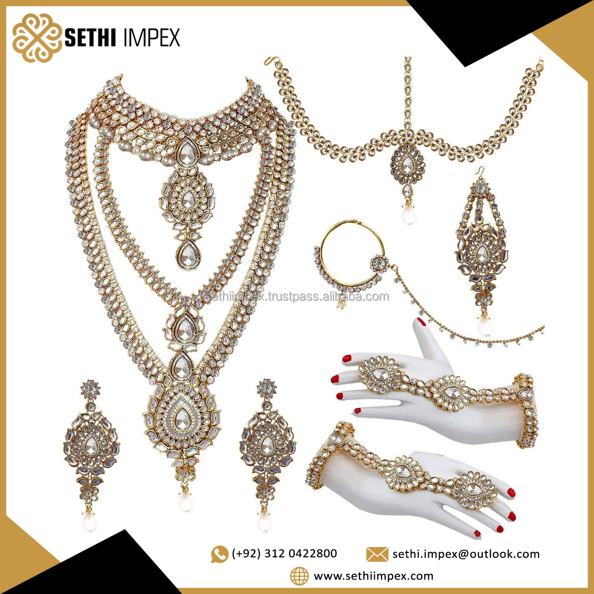 Indian bridal jewelry wedding necklace set wedding jewelry Hot Selling Gold Plated Water Drop Jewelry Set