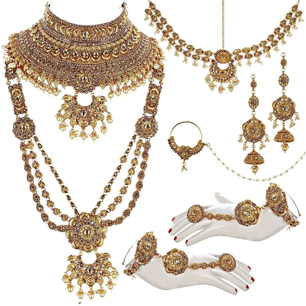 Indian bridal jewelry wedding necklace set wedding jewelry Hot Selling Gold Plated Water Drop Jewelry Set