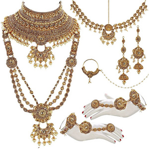 Indian bridal jewelry wedding necklace set wedding jewelry Hot Selling Gold Plated Water Drop Jewelry Set