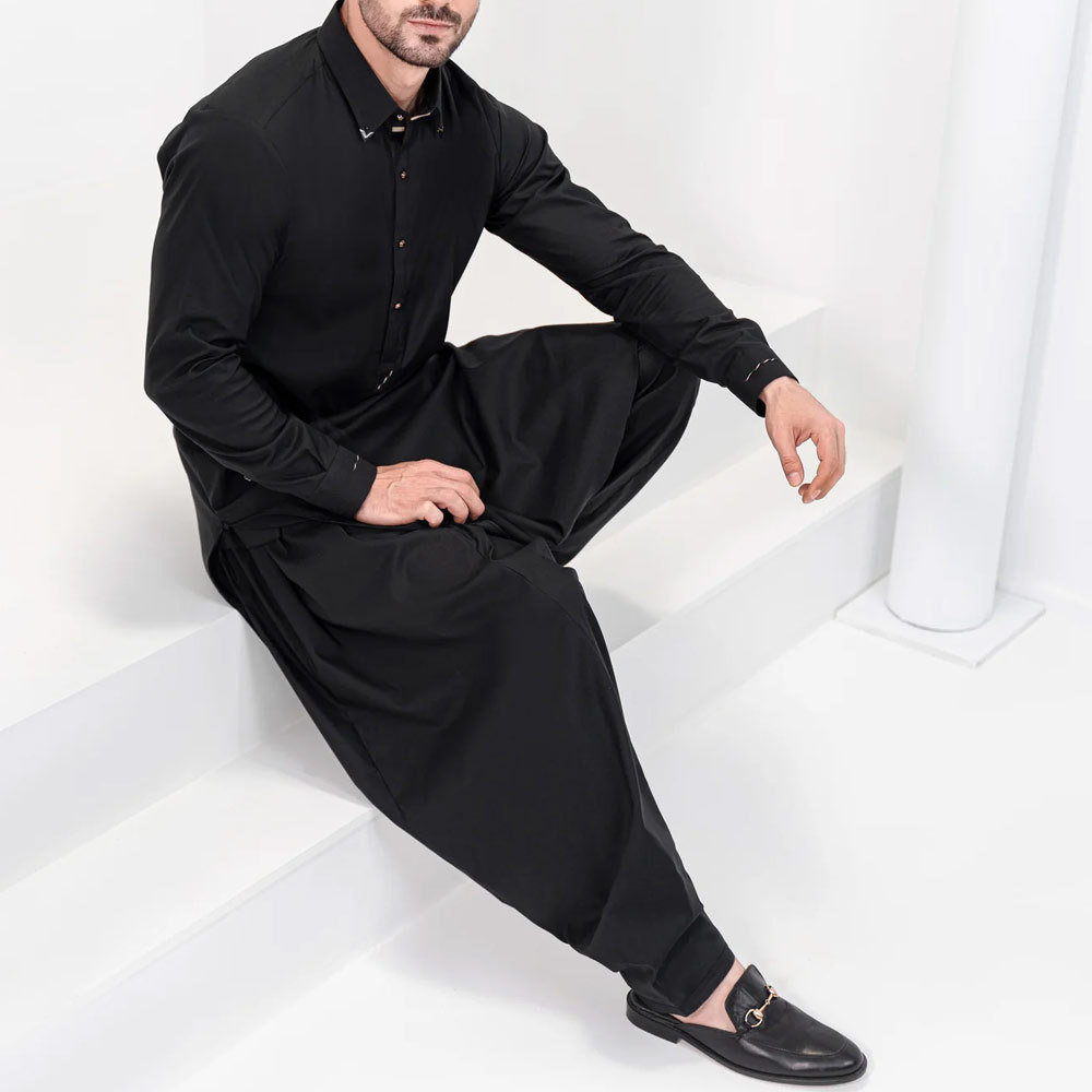 High Quality Latest Design Islamic Muslim Clothes Men Shalwar Kameez With Side Pockets Salwar Kameez