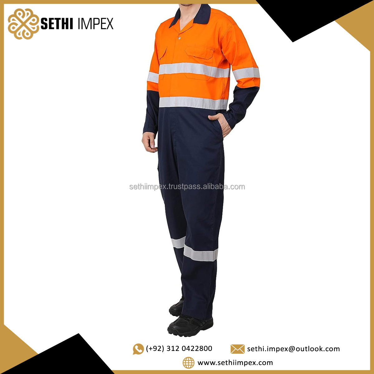 Custom Logo and Style Short Sleeve Coveralls Safety For Summer Use Cotton/Polyester Work Wear Reflective Safety Suit