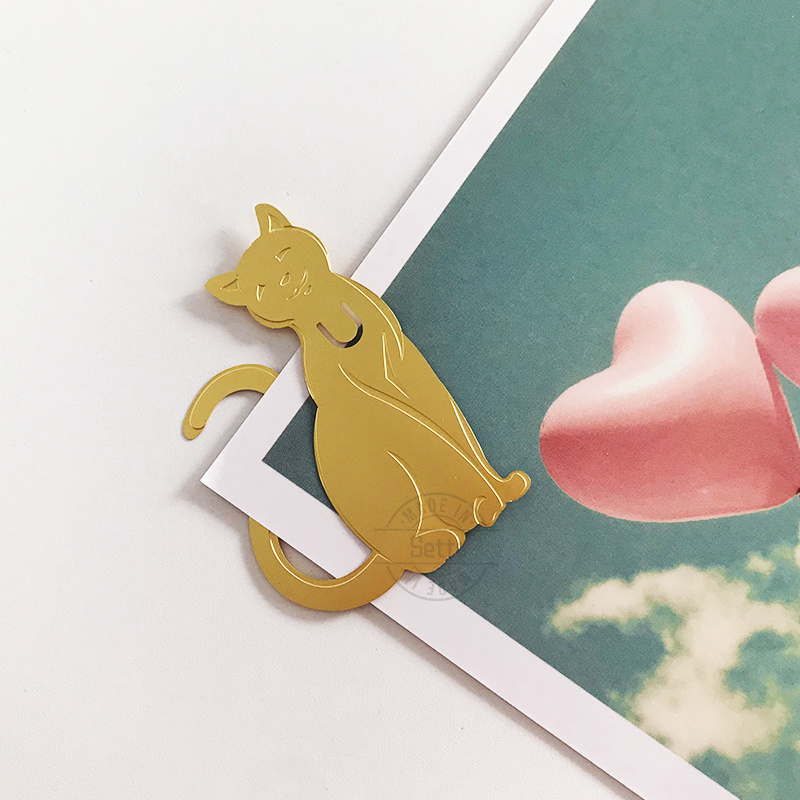 Custom Cute Cat Shaped Craft Metal Brass Bookmarks