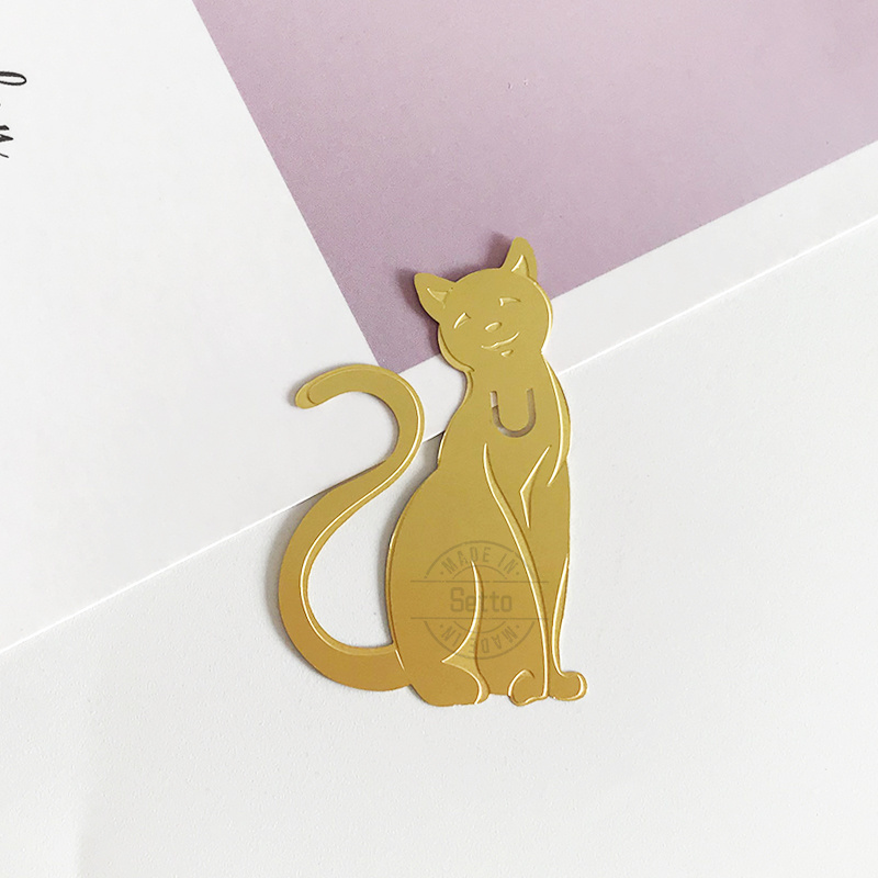 Custom Cute Cat Shaped Craft Metal Brass Bookmarks