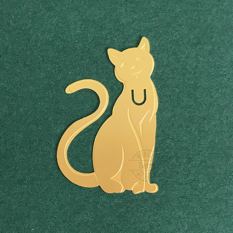 Custom Cute Cat Shaped Craft Metal Brass Bookmarks