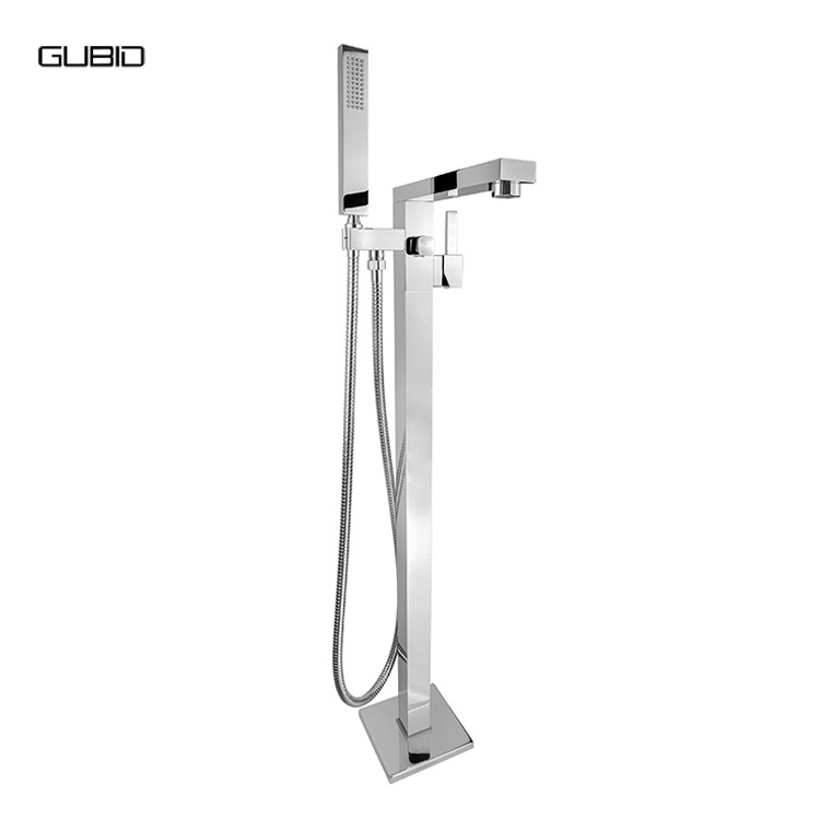 UPC Brass Bathroom Shower Set Floor Mount Free Standing Square Bathtub Bathroom Faucet Accessories Shower System