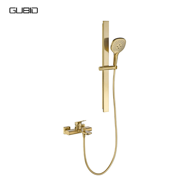 UPC Gold Wall Mounted Complete Bath Brass Shower Faucet Set Wholesale concealed single handle shower faucet