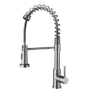 304 stainless steel modern spiral spring single handle single hole deck mount stain pull out anti splash kitchen sink faucets