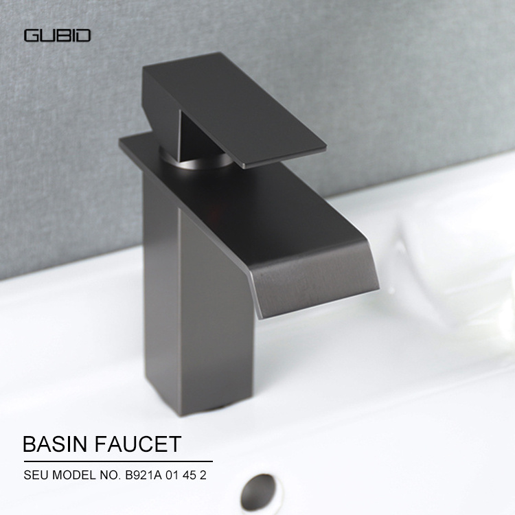 New Design Faucet Basin Hot And Cold Square Basin Gun Black Faucet Stainless Waterfall Basin Faucet