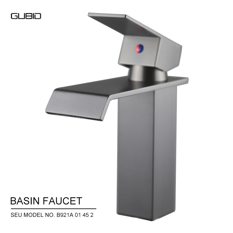 New Design Faucet Basin Hot And Cold Square Basin Gun Black Faucet Stainless Waterfall Basin Faucet