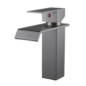 New Design Faucet Basin Hot And Cold Square Basin Gun Black Faucet Stainless Waterfall Basin Faucet