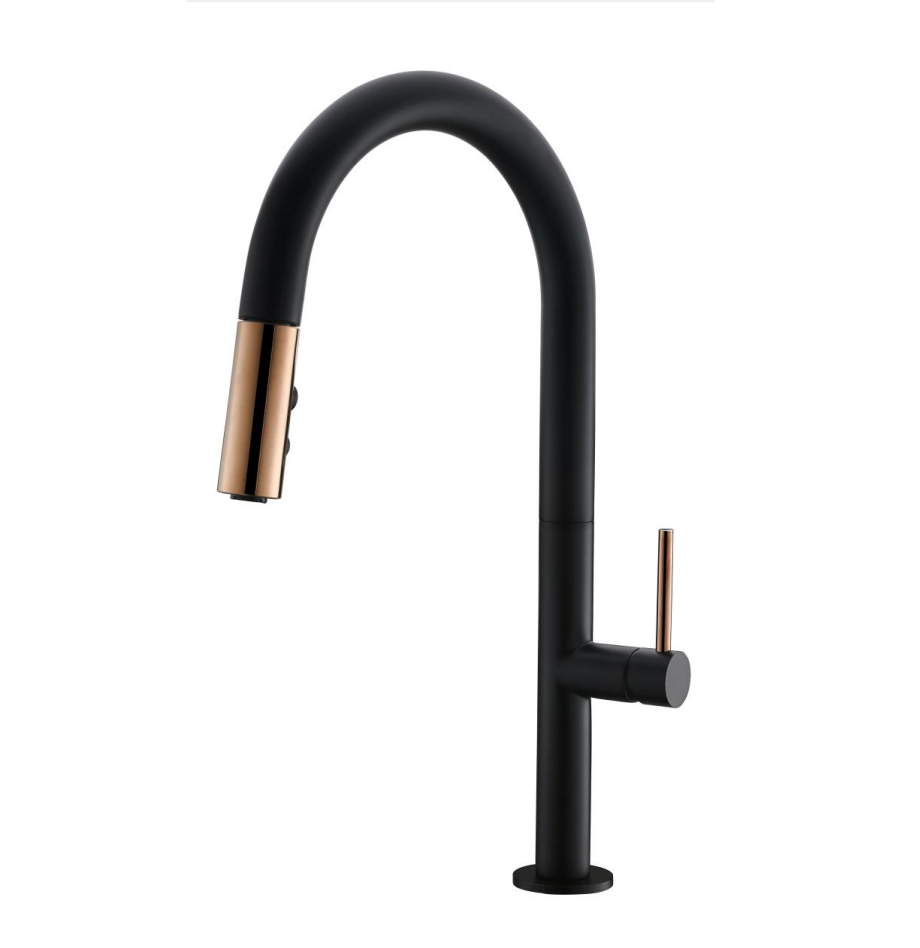 Cupc Modern Matte Black Brass Pull out Kitchen Faucets Hot Cold Water Mixers Taps Deck mounted High Arc Kitchen Sink Faucets