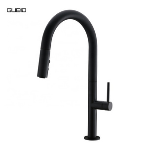 Cupc Modern Matte Black Brass Pull out Kitchen Faucets Hot Cold Water Mixers Taps Deck mounted High Arc Kitchen Sink Faucets