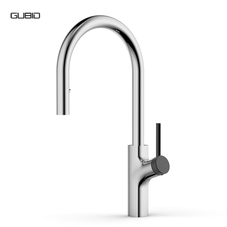 Matte Black Kitchen Faucets with Pull Out Sprayer Solid Brass Industrial Single Hole Fuacets Taps