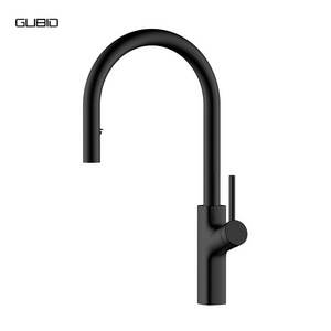 Matte Black Kitchen Faucets with Pull Out Sprayer Solid Brass Industrial Single Hole Fuacets Taps