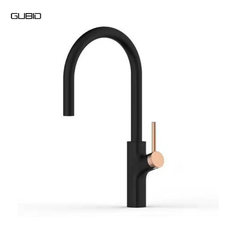 Matte Black Kitchen Faucets with Pull Out Sprayer Solid Brass Industrial Single Hole Fuacets Taps