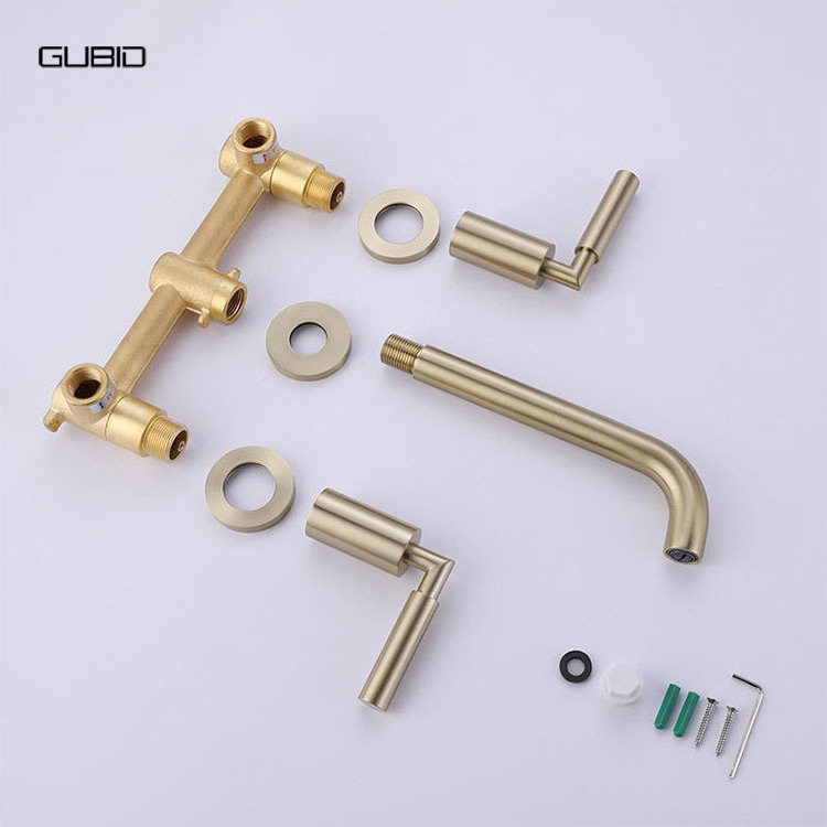 PVD Gold Bathroom Faucet 8 inch Bathroom Sink Faucet 3 Hole Widespread  Brass Bathroom faucets