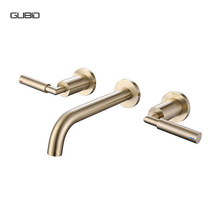 PVD Gold Bathroom Faucet 8 inch Bathroom Sink Faucet 3 Hole Widespread  Brass Bathroom faucets