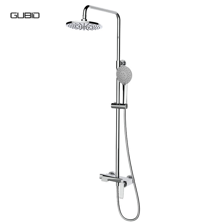 Europe Polished 3-way Exposed Shower Column Bathroom Shower Mixer Apartment Shower Water Taps Modern Sanitary Fixtures