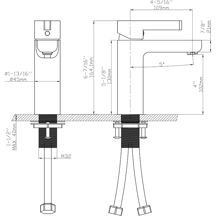 Chrome single handle upc bathroom faucet