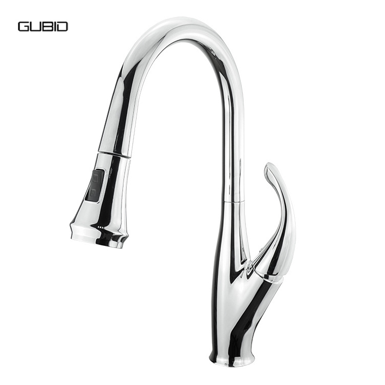 Gooseneck single hole Chrome Kitchen Faucet with pull out spray head CUPC Kitchen Water Tap