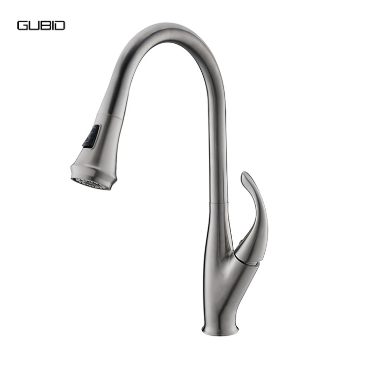 Gooseneck single hole Chrome Kitchen Faucet with pull out spray head CUPC Kitchen Water Tap