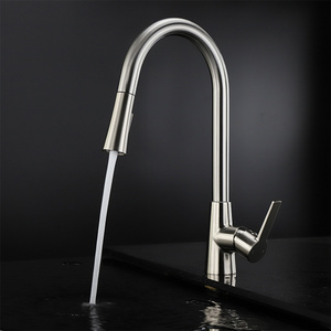 High Quality Faucet Pull Out Brushed nickel retractable spray kitchen faucet.