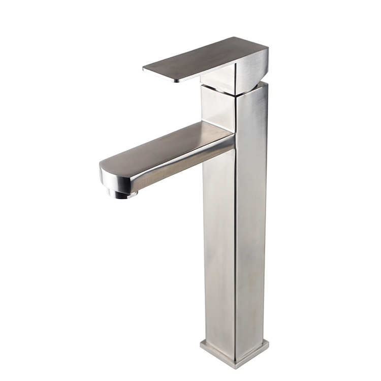 SUS304 stainless steel hot cold high basin faucet for counter top basin sink