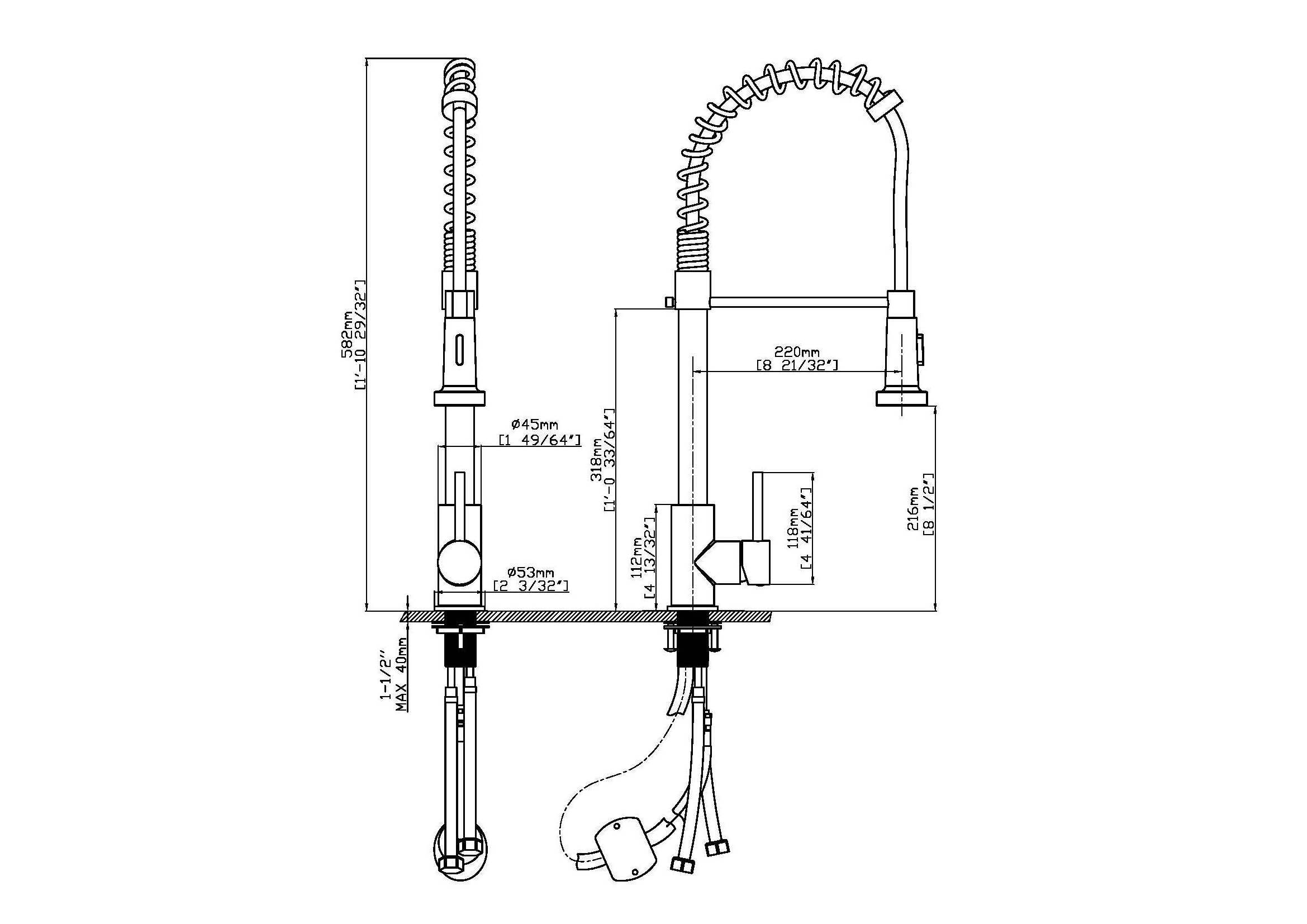 SEU K102E 01 01 1 High End Tall Reach Kitchen Sink Hand Wash Water Flow Faucet in Polished Mirror Chrome Plating