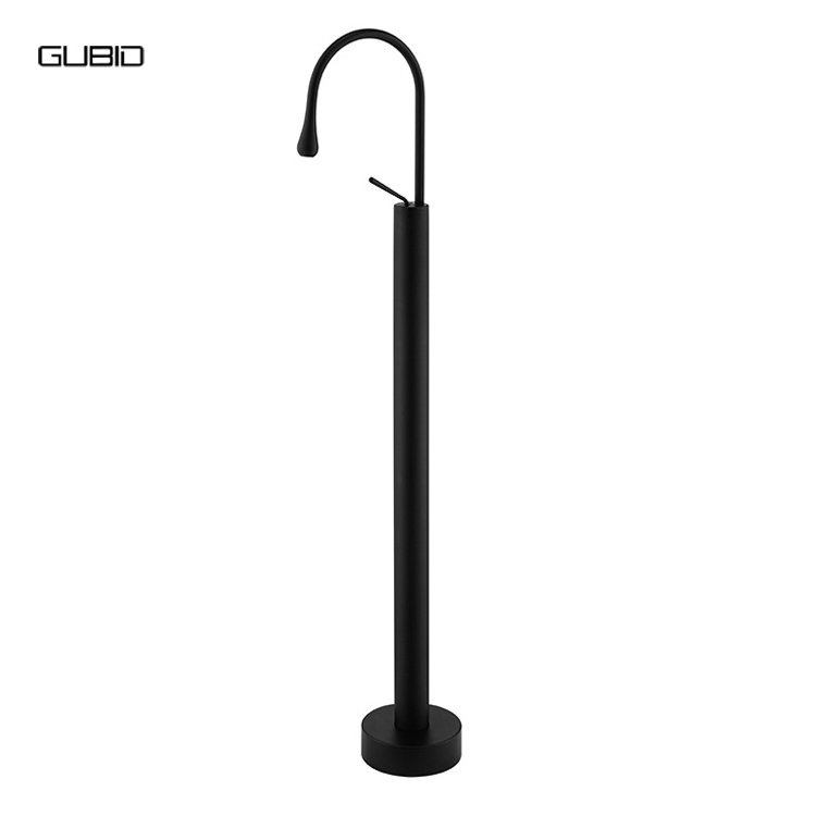 Gooseneck Tub Filler Floor Mounted Standing Bathroom Tub Shower Faucet Shower Mixer Taps Swivel Spout