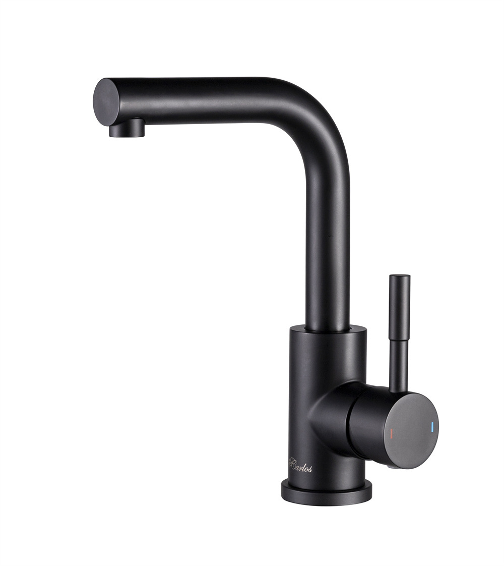 CUPC CE modern 304 stainless steel single handle single hole deck mount matt black hot and cold water kitchen sink faucets