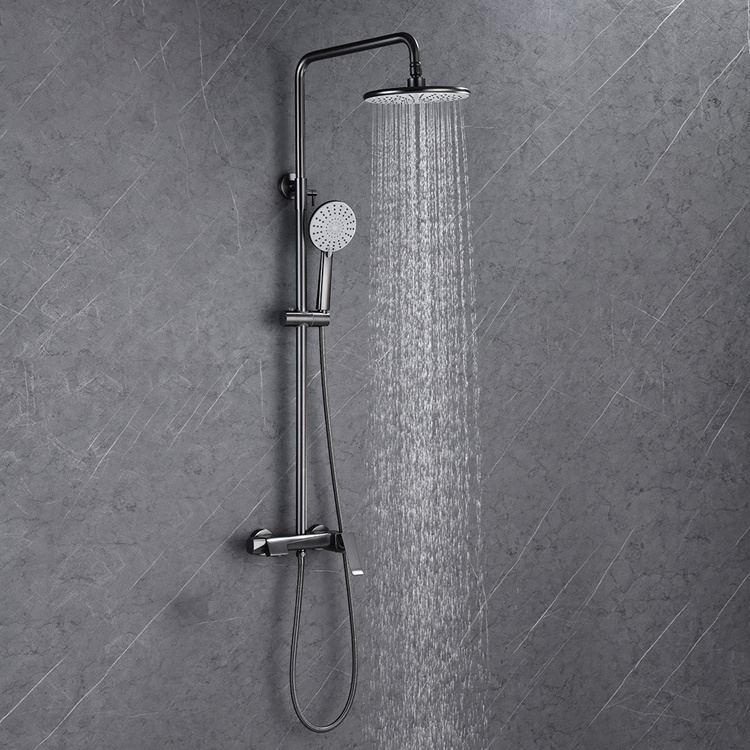 Europe Polished 3-way Exposed Shower Column Bathroom Shower Mixer Apartment Shower Water Taps Modern Sanitary Fixtures