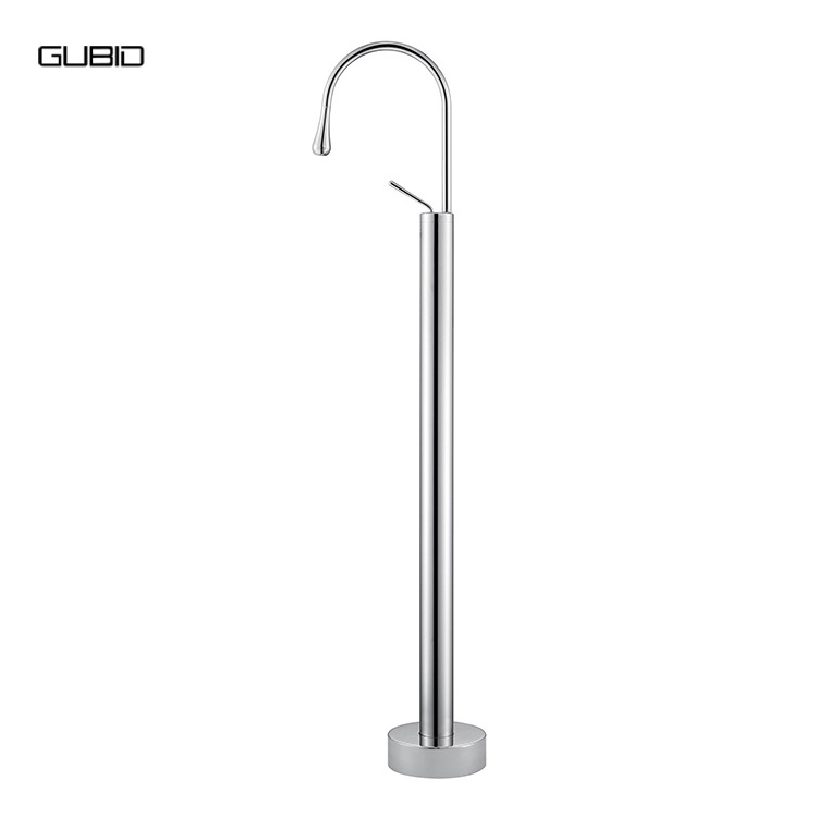 Gooseneck Tub Filler Floor Mounted Standing Bathroom Tub Shower Faucet Shower Mixer Taps Swivel Spout