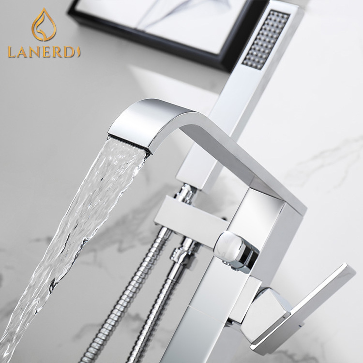 Lanerdi Kai Ping Factory  Floor Mounted Free Standing Freestand Freestanding Bath Tub Bathtub Mixer Tap Faucet Shower Set