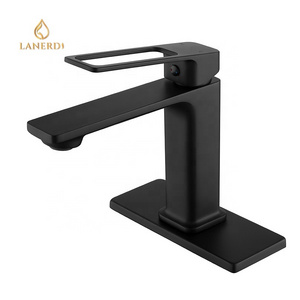 Luxury UPC Matte Black Bathroom Brass Basin Sinks Faucet Taps with Escutcheon griferia robinet torneira banheiro manufacturer