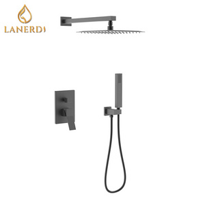 Luxury UPC cUPC ADA Bathroom Rainfall Rain Black Shower Faucet Set System