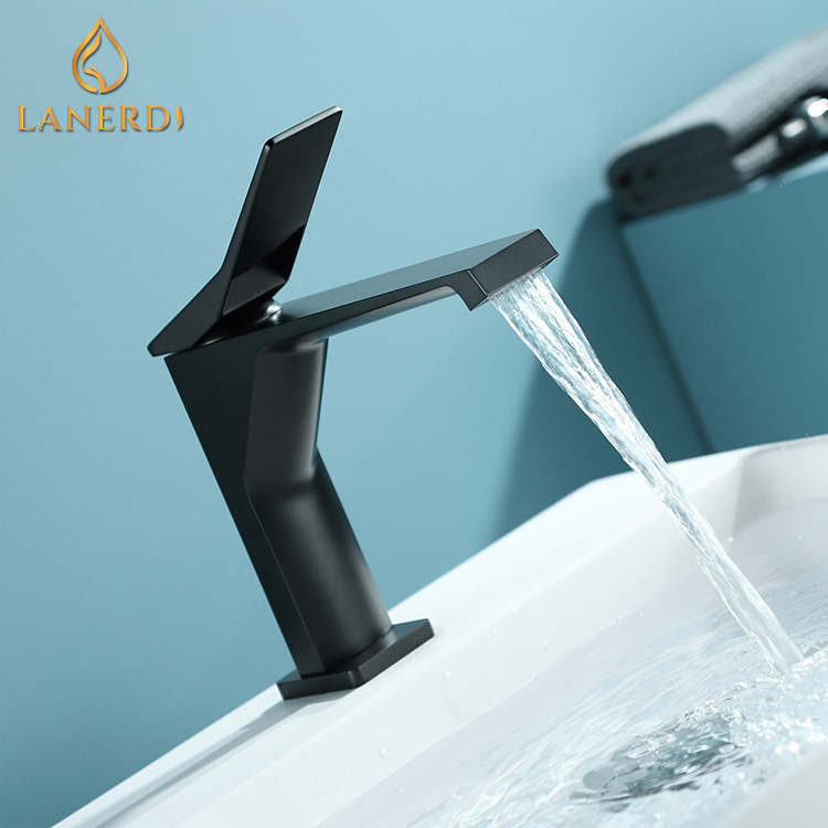 Lanerdi Black Exquisite  Waterfall Brass Basin  Cloakroom Faucet Tap Taps Mixer torneiras monocomando torneira banheiro dourada