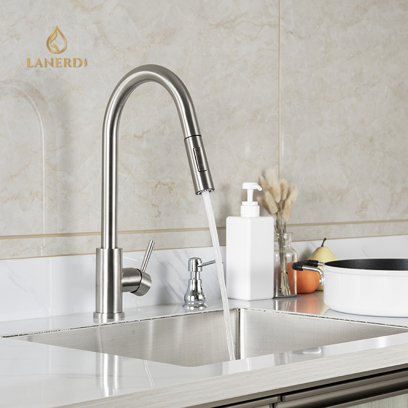 Lanerdi Satin nsf 61-9 kitchen faucet pull down single faucet