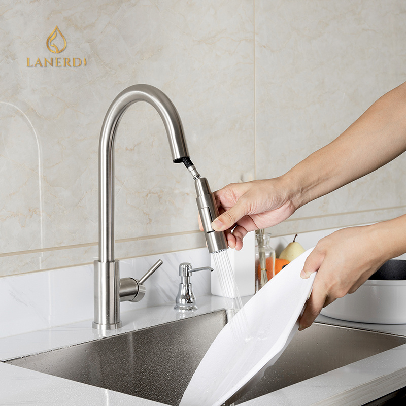 Lanerdi Satin nsf 61-9 kitchen faucet pull down single faucet