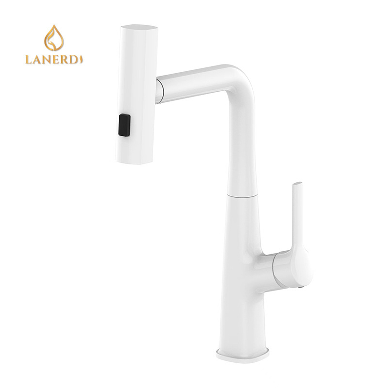 Lanerdi Modern Design Three Function Sprayer Pull Down Kitchen Faucet Brass Kitchen Faucets