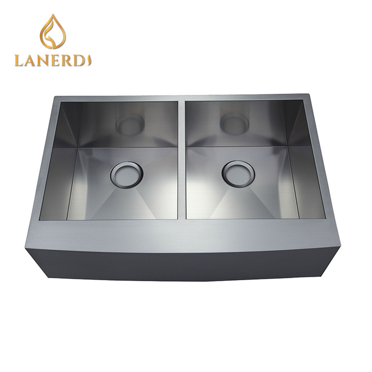 Modern Handmade Double Bowl Corner Brushed Under Mount Sinks Wholesale Big Kitchen Stainless Steel Square Kitchen Sink 2 B Cupc