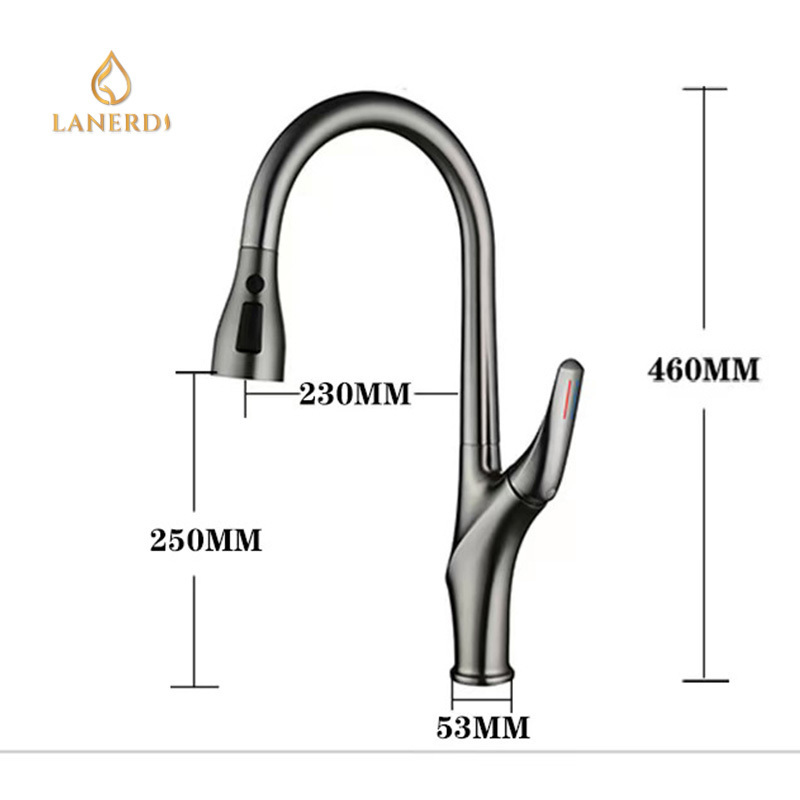 upc cupc Single Handle Swan Hole Matte Black Pull Down Spring Kitchen Sink Faucet  With Faucet Hole Cover Kitchen Sink Faucet