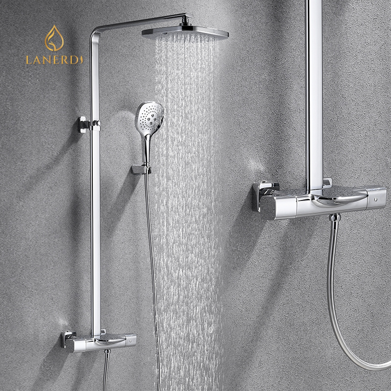 Italian  modern sanitary ware rainfall rain fall bathroom brass showers kit and tap mixer faucets column set system for bathroom