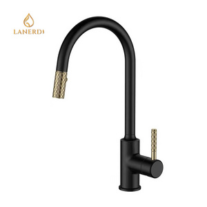 modern upc 619 nsf kitchen sink high pressure brass rubber pulldown side spray kitchen faucet tap in matte black