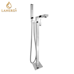 UPC Floor Mounted Tub Filler Faucet and Handheld Shower Floor Standing Bath Faucet